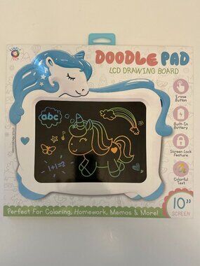 Unicorn Doodle Pad LCD Drawing Board 10” Kids Writing Tablet NIB